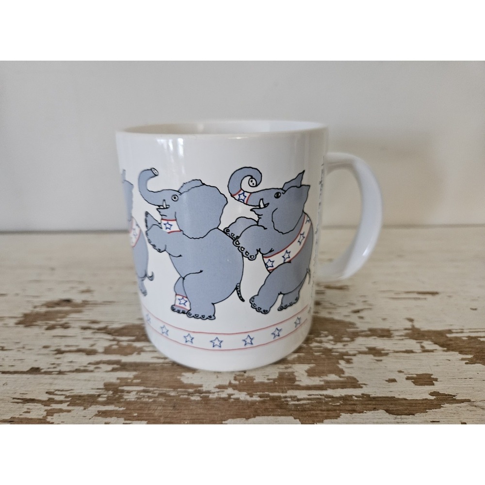 Vintage Taylor & NG Coffee Mug Political Elephants 1979 Drinkware Republican
